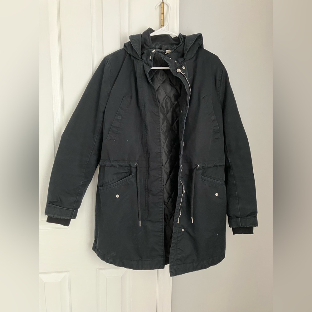 H&M Black Hooded Parka Jacket